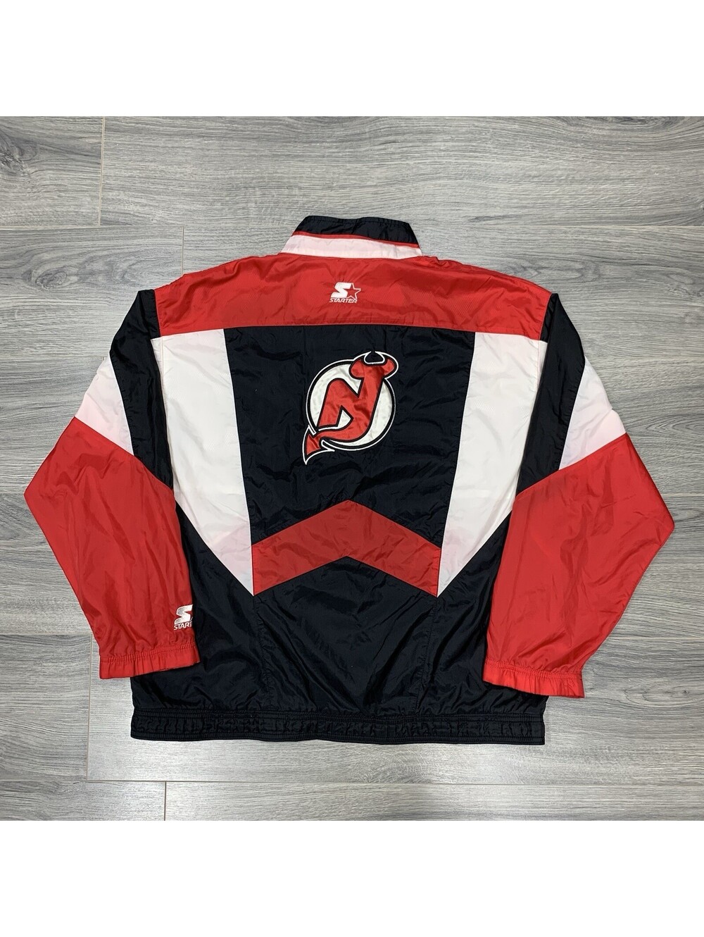 Vintage 1990S Starter New Jersey Devils Jacket Large Rare Mens Windbreaker Black